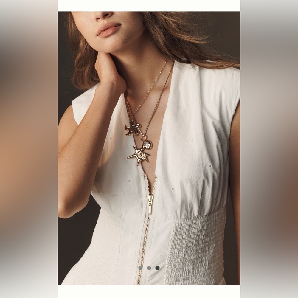 Anthropologie The Tommie Cap-Sleeve Front-Zip Shirt Dress Eyelet White - Picture 3 of 7